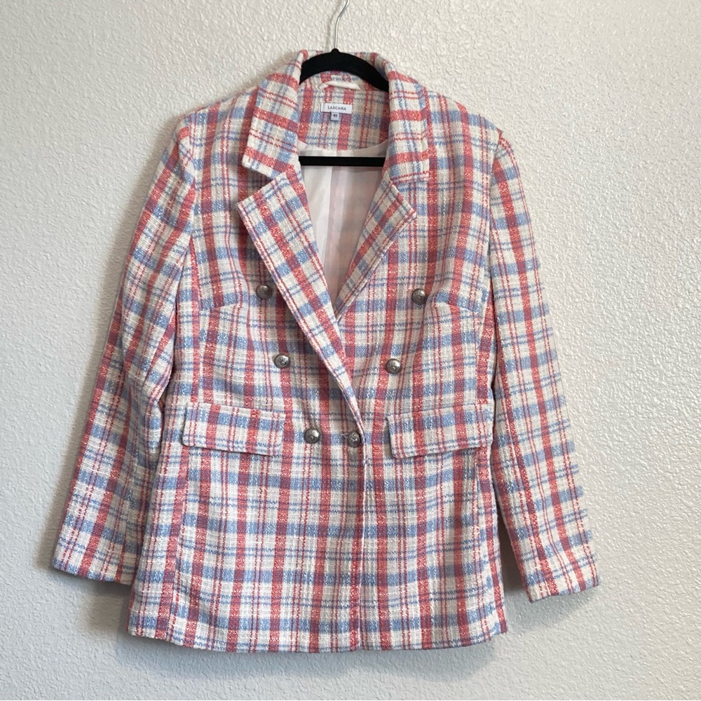New Lascana Plaid Boucle Tweed Blazer Clueless Preppy Old Money 42/XL - Picture 5 of 16